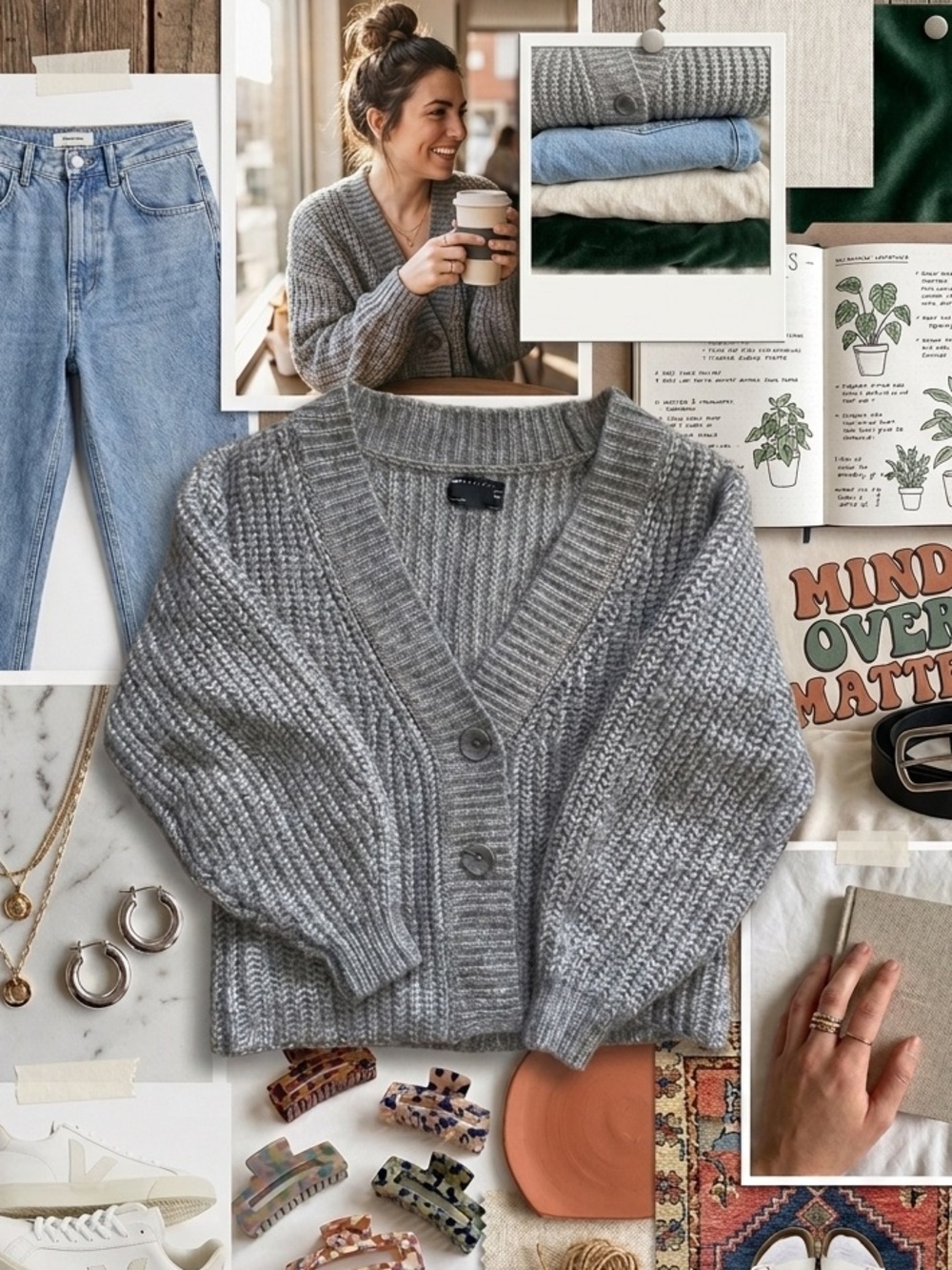 Cozy Gray Chunky Knit Cardigan Sweater - size 4 - ASOS design